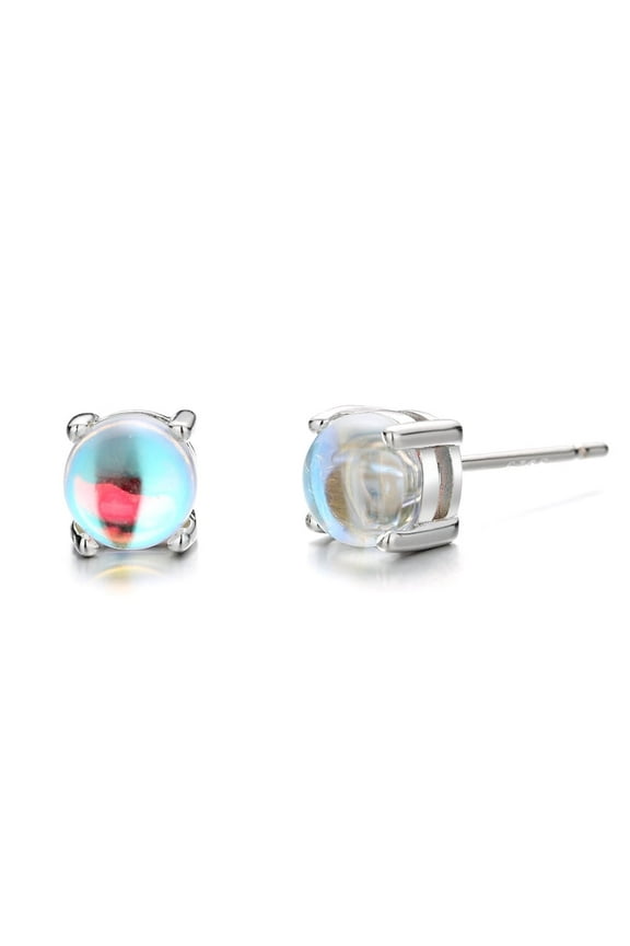 Sterling Silver and Moon-Stone Stud Earrings