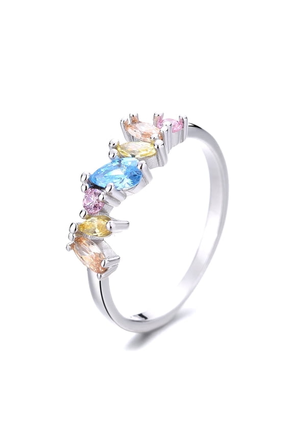 Sterling Silver and Pastel Multi-Cut Ring With crystals from Swarovski