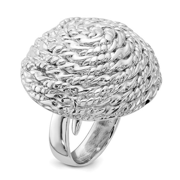 Finest Gold Sterling Silver & Rhodium Round Rope Circle Adjustable Ring - Size 6