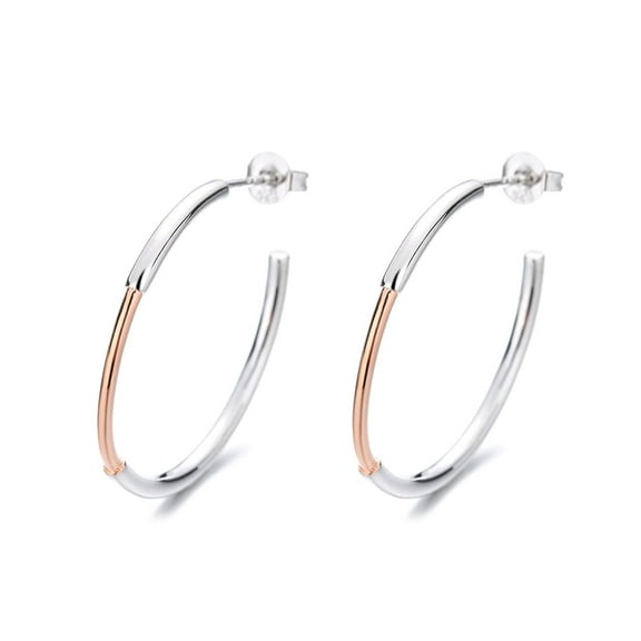 Sterling Silver and Rose Gold Two Tone Hoop Earring