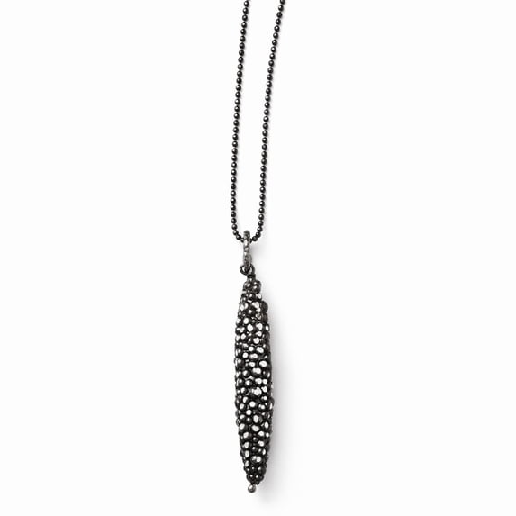 Sterling Silver and Ruthenium Plated Textured With 2inch Ext. Necklace - 7.4 Grams - 18 Inch