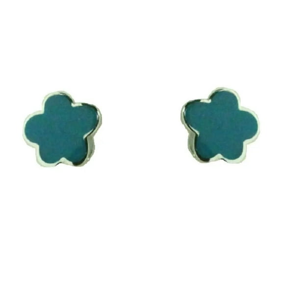 Sterling Silver light blue enamel cloud post earrings.