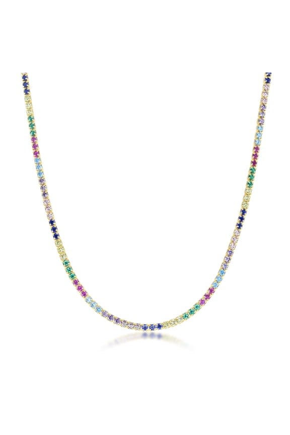 Sterling Silver or Gold Plated Rainbow CZ Choker