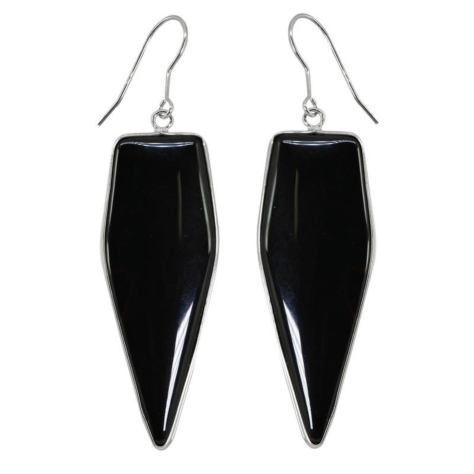 Sterling Silver organic shape Onyx Earrings