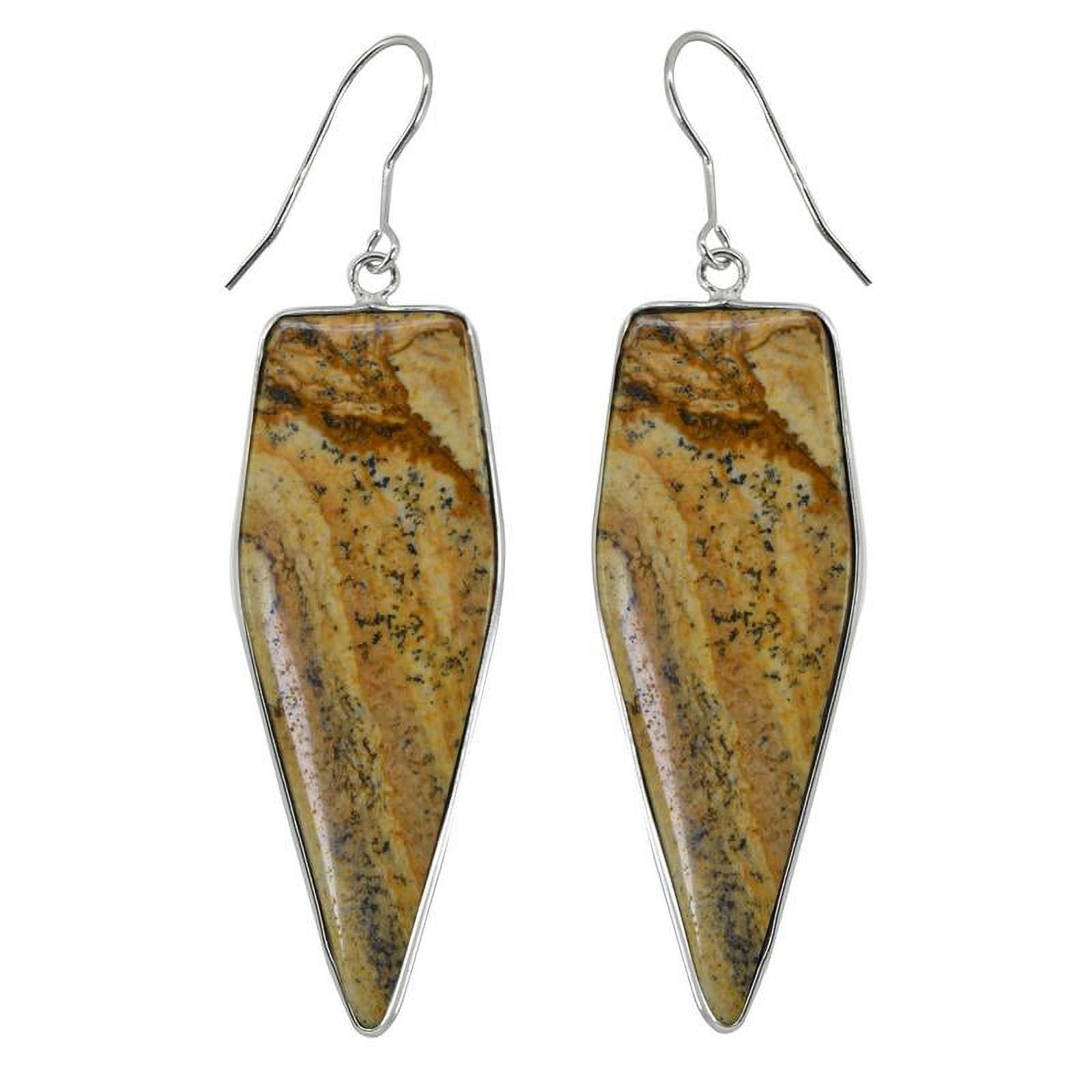 Sterling Silver organic shape Picture Jasper Earrings