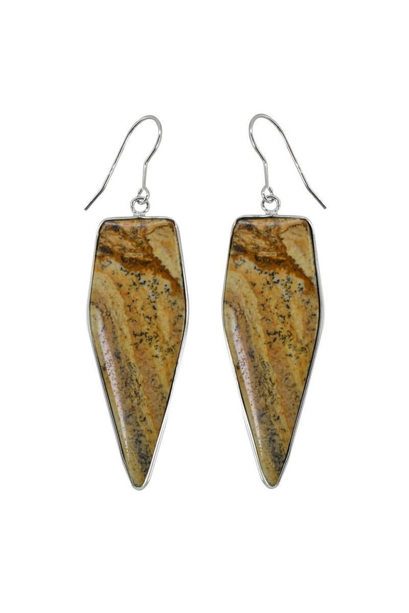 Sterling Silver organic shape Picture Jasper Earrings