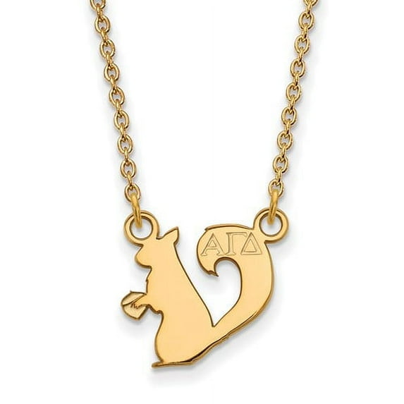 Sterling Silver w/ 14K Yellow Gold-Plated 18in Official Licensed Greek Sororities Alpha Gamma Delta (???) XS Pendant w/ Necklace