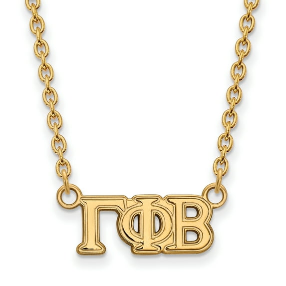 Sterling Silver w/ 14K Yellow Gold-Plated 18in Official Licensed Greek Sororities Gamma Phi Beta (???) Medium Pendant w/ Necklace