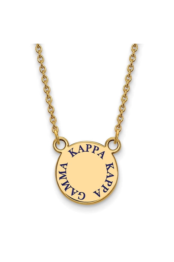 Sterling Silver w/ 14K Yellow Gold-Plated 18in Official Licensed Greek Sororities Kappa Kappa Gamma (???) XS Enamel Pendant w/Necklace