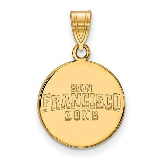 Sterling Silver w/ 14K Yellow Gold-Plated LogoArt Official Licensed Collegiate University of San Francisco (USF) Medium Disc Pendant