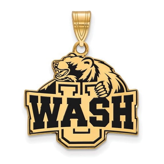 Sterling Silver w/ 14K Yellow Gold-Plated Official Licensed Collegiate Washington U in St. Louis Large Enamel Pendant
