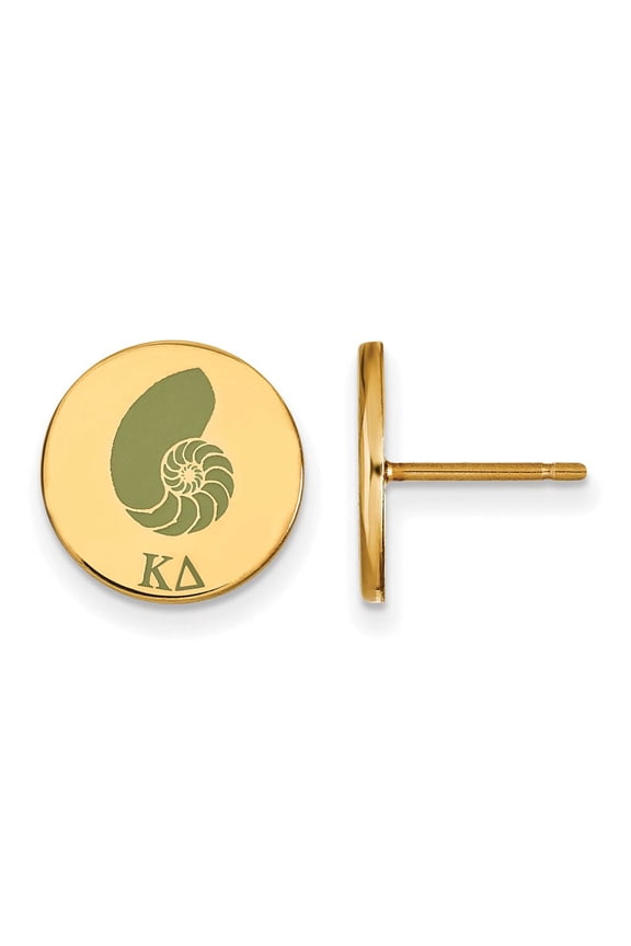 Sterling Silver w/ 14K Yellow Gold-Plated Official Licensed Greek Sororities Kappa Delta (??) Enameled Post Earrings
