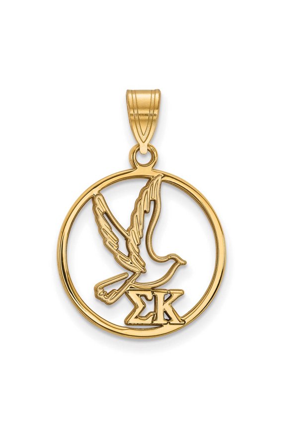 Sterling Silver w/ 14K Yellow Gold-Plated Official Licensed Greek Sororities Sigma Kappa (??) Small Circle Pendant