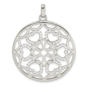 Sterling Silver CZ Hearts Circle Pendant QP5279