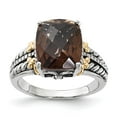 thumbnail image 1 of Sterling Silver w/14k Accent Polished & Antiqued Smoky Quartz Ring, 1 of 1