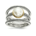 thumbnail image 1 of Sterling Silver w/14k Antiqued 8mm Button FWC Pearl Set of 3 Rings QR6752, 1 of 7