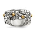 thumbnail image 1 of Sterling Silver w/14k Antiqued Leaves & Flowers Band, 1 of 5