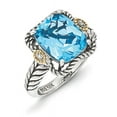 thumbnail image 1 of Sterling Silver w/14k Antiqued Lt Swiss Blue Topaz and Diamond Ring, 1 of 5