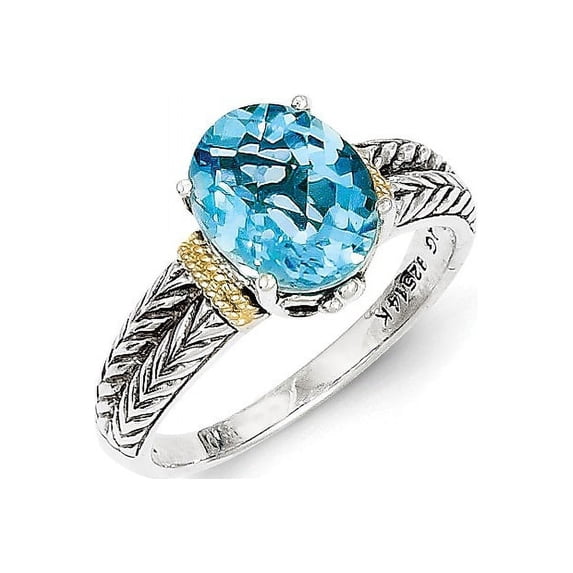 Sterling Silver w/14k Blue Topaz Ring