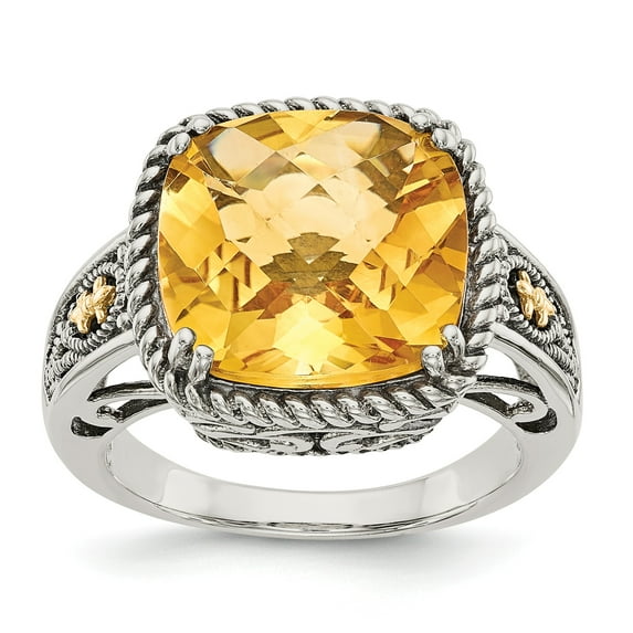 Sterling Silver w/14k Citrine Ring - Size 6