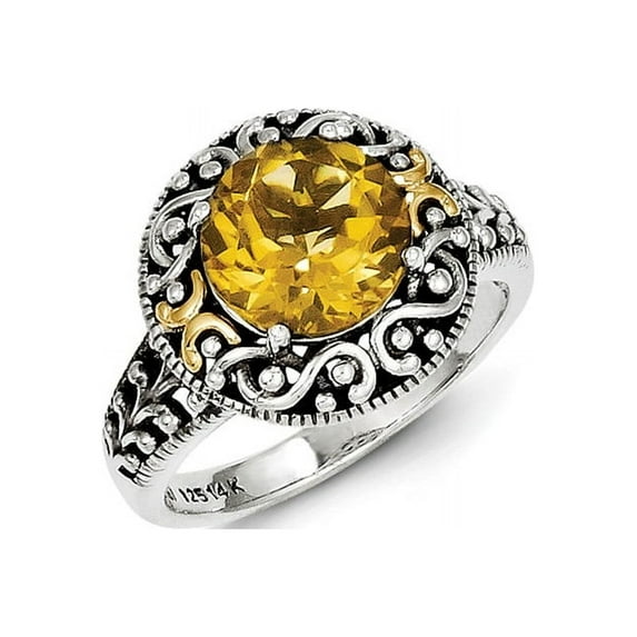 Sterling Silver w/14k Citrine Ring