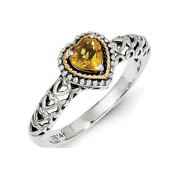 Sterling Silver w/14k Citrine Ring
