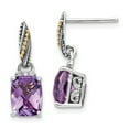 thumbnail image 1 of Sterling Silver w/14k Diamond and Amethyst Dangle Post Earrings, 1 of 3