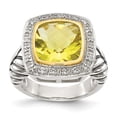 thumbnail image 1 of Sterling Silver w/14k Lemon Quartz & Diamond Ring - Size 8, 1 of 3