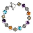 thumbnail image 1 of Sterling Silver w/14k Multi Gemstone Bracelet, Gem Cttw 20.35, 1 of 3