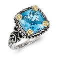 thumbnail image 1 of Sterling Silver w/14k Accent Polished & Antiqued Swiss Blue Topaz Ring, 1 of 5