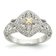 thumbnail image 1 of Sterling Silver w/14k Yellow Gold Diamond Ring - Size 8, 1 of 3