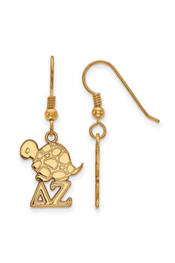 Sterling Silver w/GP LogoArt Delta Zeta Small Dangle Earrings Sterling Silver Earrings
