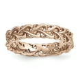 thumbnail image 1 of Sterling Silver w/ Rose Gold-plated Stackable Expressions Pink-plated Carved Ring, 1 of 5