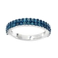 thumbnail image 1 of Sterling Silver with 1.0 CTTW Genuine Blue Diamond Two Row Band Ring, 1 of 2