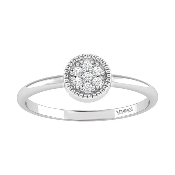 Sterling Silver with 1/20 CTTW Natural White Diamond Circle Ring