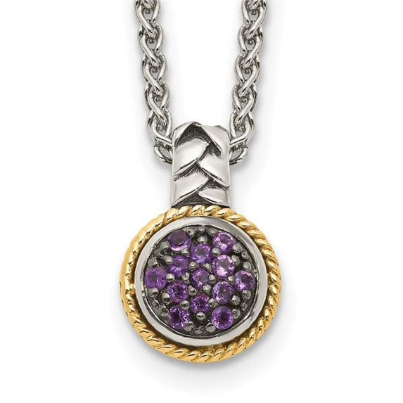 Sterling Silver with 14K Accent Amethyst Necklace