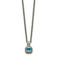 thumbnail image 1 of Sterling Silver with 14K Gold Blue Topaz Necklace, Antiqued, 1 of 1