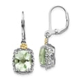 thumbnail image 1 of Sterling Silver with 14K Gold Green Quartz Earrings - Polished, 1 of 1