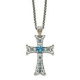 thumbnail image 1 of Sterling Silver with 14K Gold London Blue Topaz Cross Necklace, Polished, 1 of 1