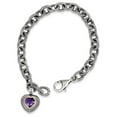 thumbnail image 1 of Sterling Silver with 14K Yellow Gold Amethyst Heart Link Bracelet - Antiqued & Polished, 1 of 1