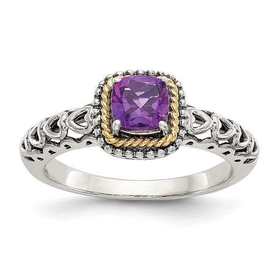 Sterling Silver with 14k Amethyst Ring