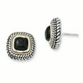 thumbnail image 1 of Sterling Silver with 14k Cabochon Onyx Post Earrings, 1 of 1