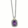 thumbnail image 1 of Sterling Silver with 14k Diamond & Amethyst Necklace, 1 of 1