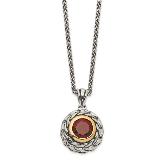 Sterling Silver with 14k Garnet Necklace