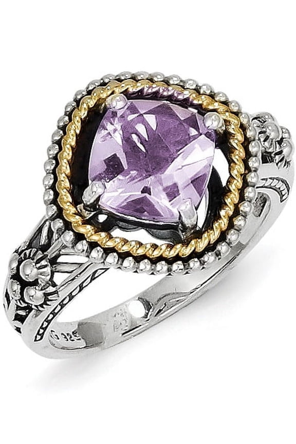 Sterling Silver with 14k Pink Quartz Ring