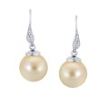 thumbnail image 1 of Sterling Silver with 14mm Golden Shell Pearl and Natural White Topaz Dangling Earring, 1 of 2