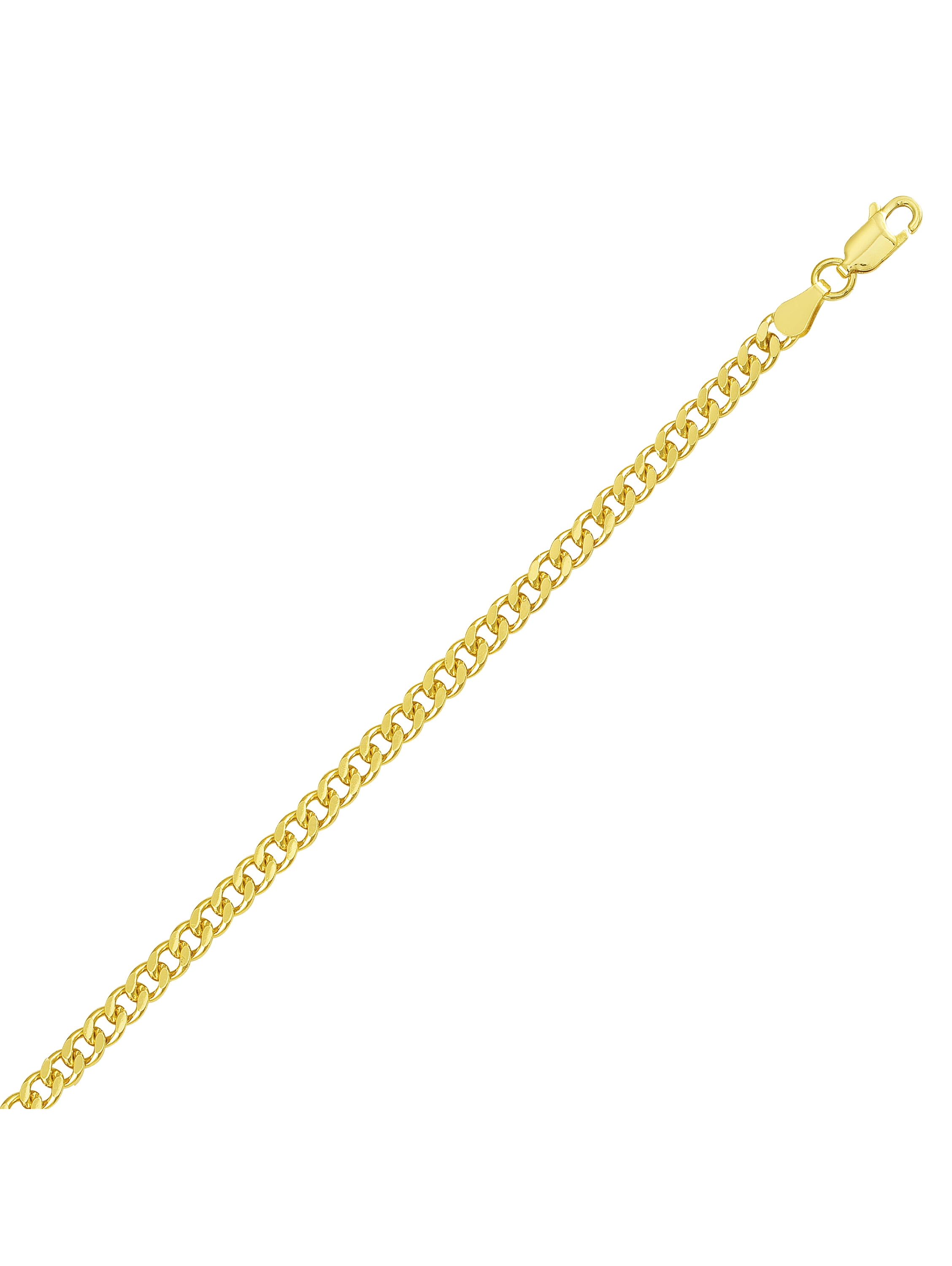 Sterling Silver with 18kt Gold Plating 4mm Curb Link Italian Chain Necklace, 24"