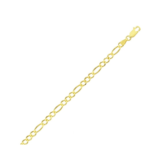 Sterling Silver with 18kt Gold Plating 4mm Figaro 3+1 Italian Chain Necklace, 18"