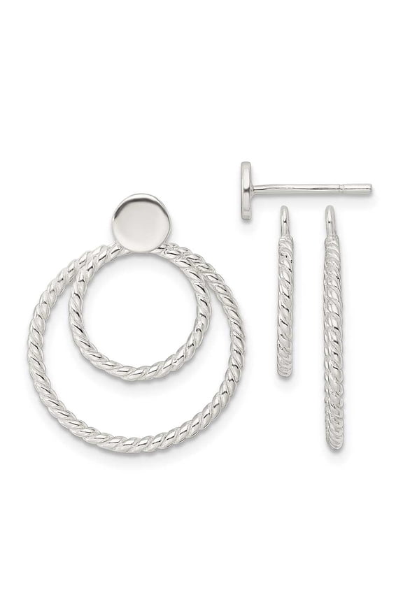 Sterling Silver w/2 Circle Jackets Button Post Earrings