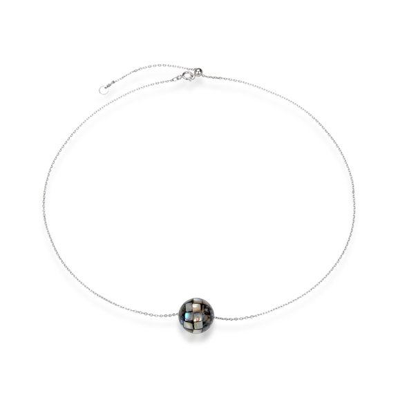 Sterling Silver with Abalone Shell Necklace with Adjustable